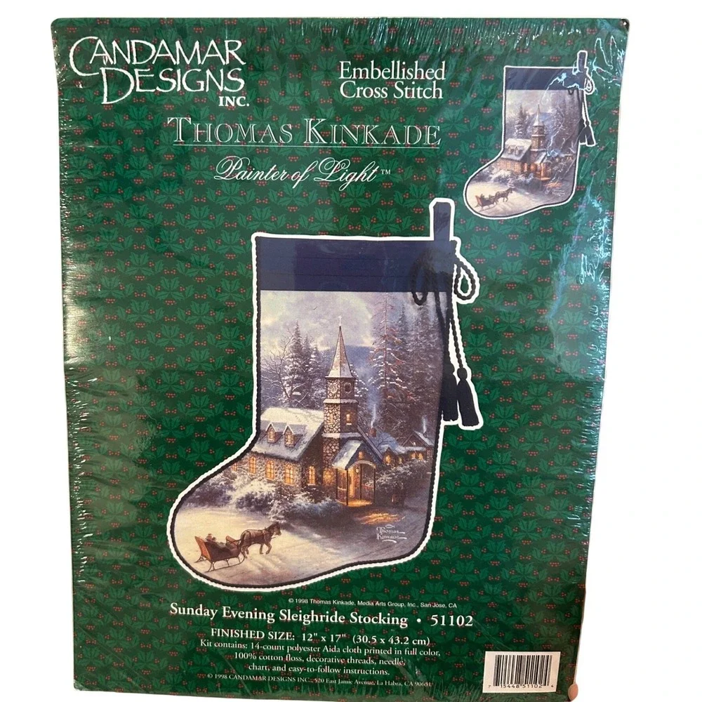 Thomas Kinkade‎ Cross Stitch Stocking Kit Sunday Evening Sleigh Ride 51102